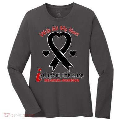 With All My Heart Melanoma Awareness Women's Long Sleeve Shirt