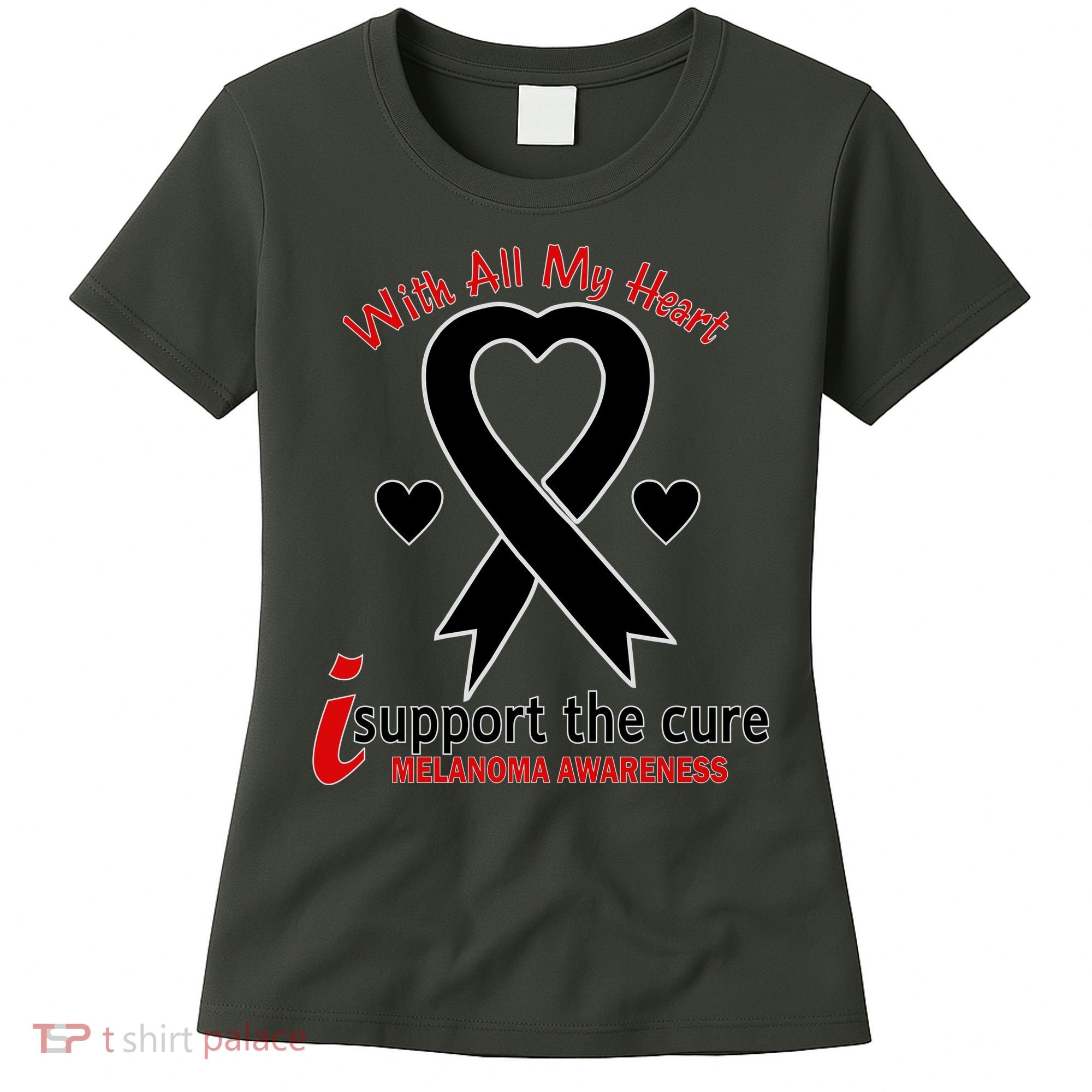With All My Heart Melanoma Awareness Women's T-Shirt