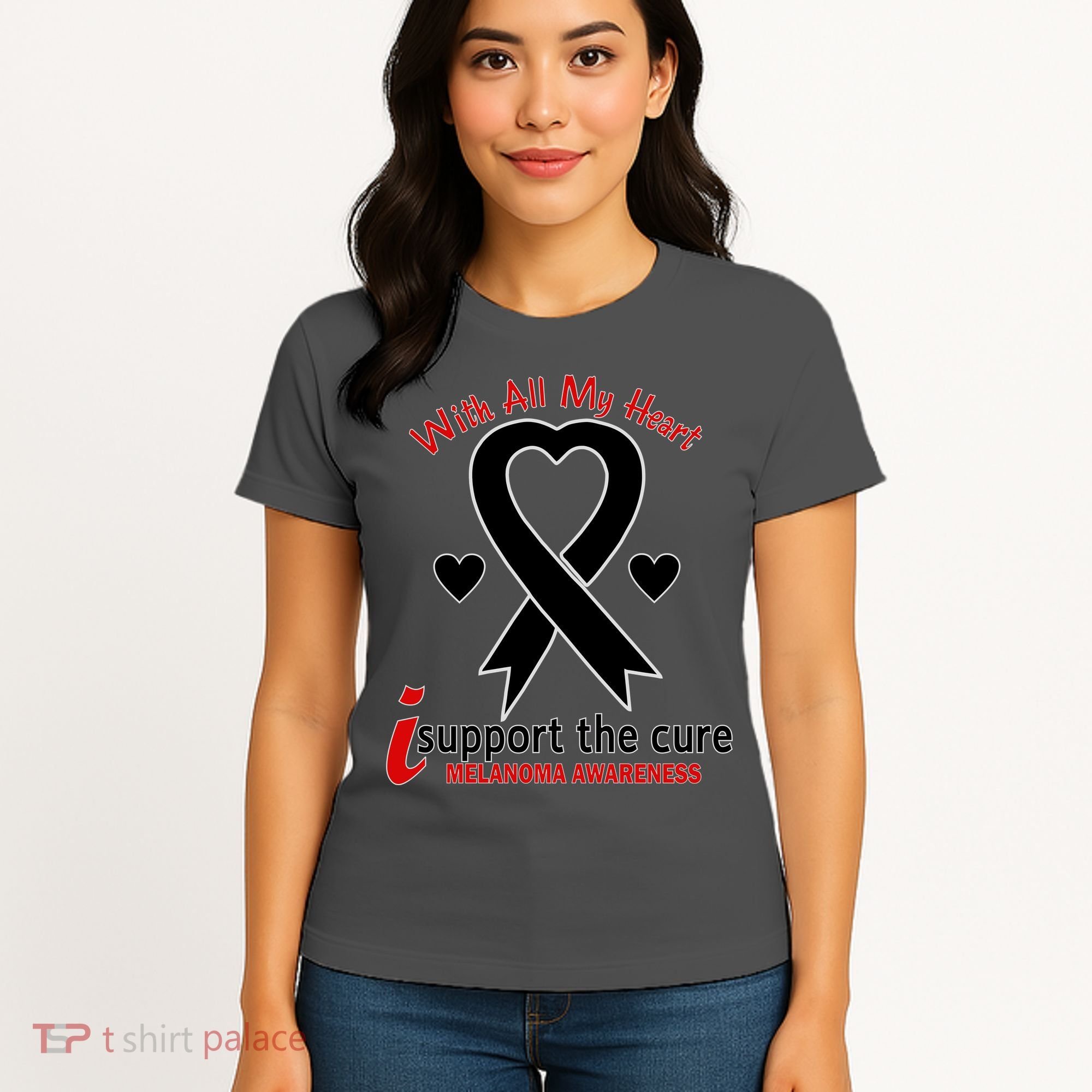 With All My Heart Melanoma Awareness Women's T-Shirt