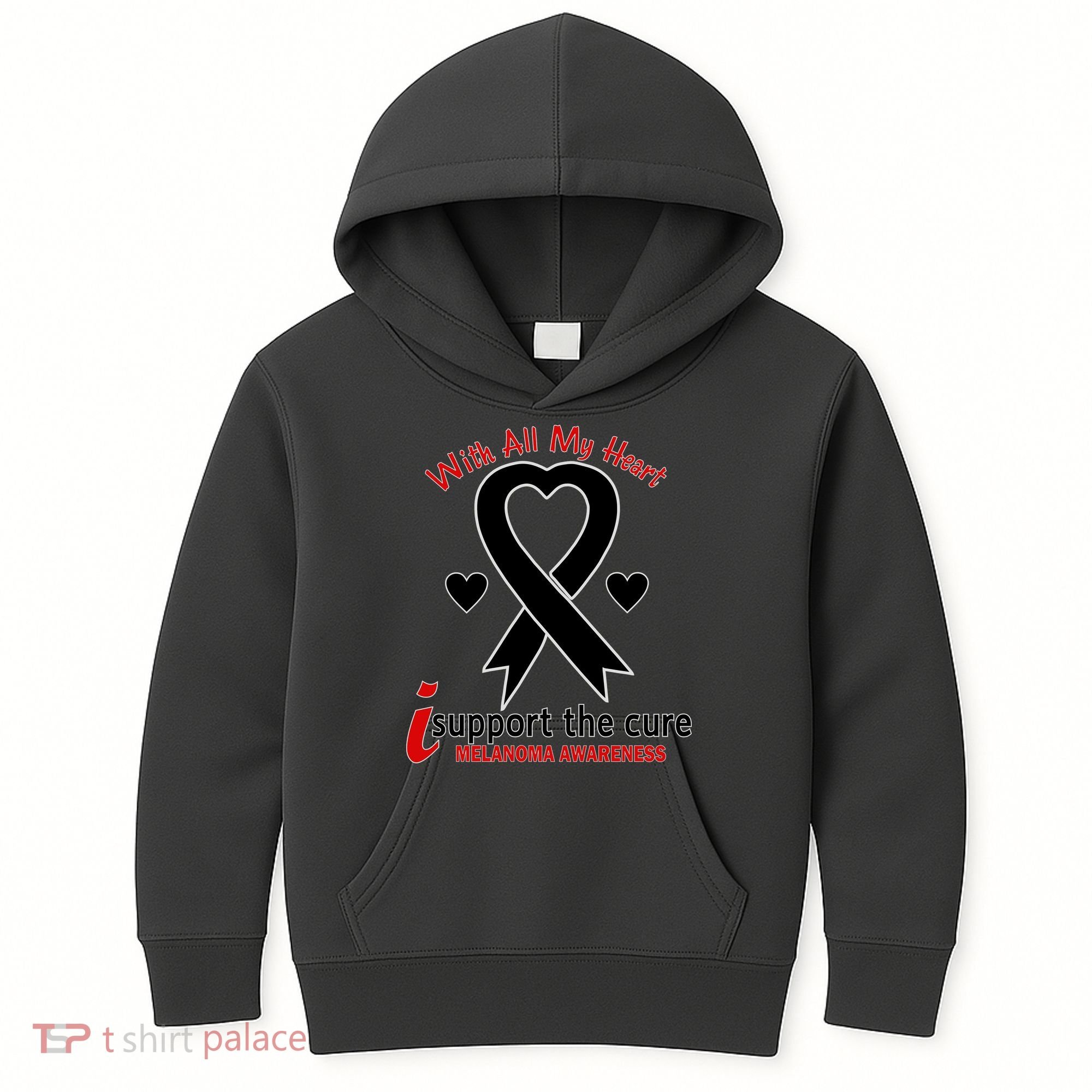 With All My Heart Melanoma Awareness Kids Hoodie
