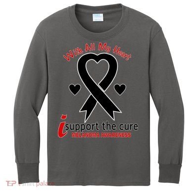 With All My Heart Melanoma Awareness Kids Long Sleeve Shirt