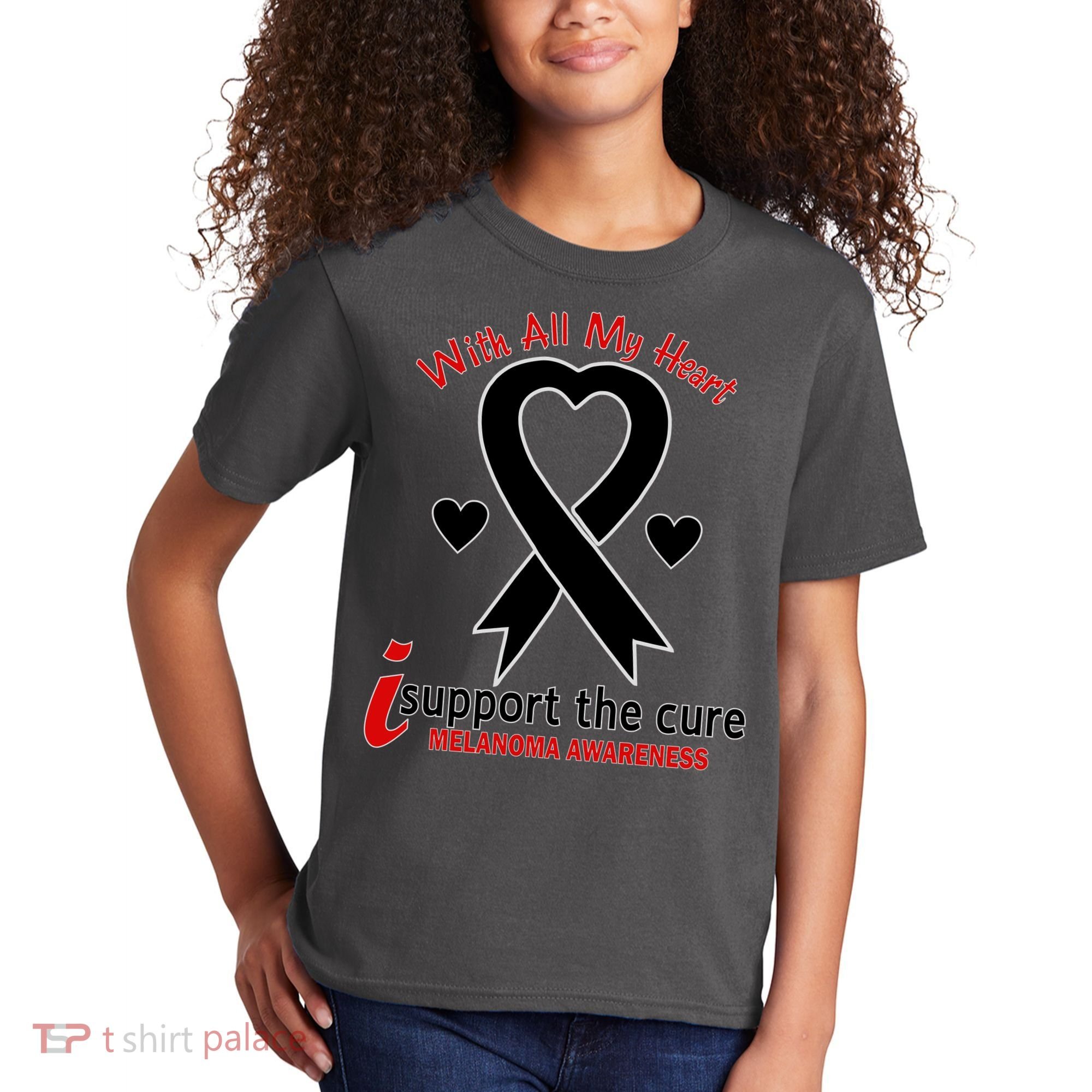 With All My Heart Melanoma Awareness Kids T-Shirt