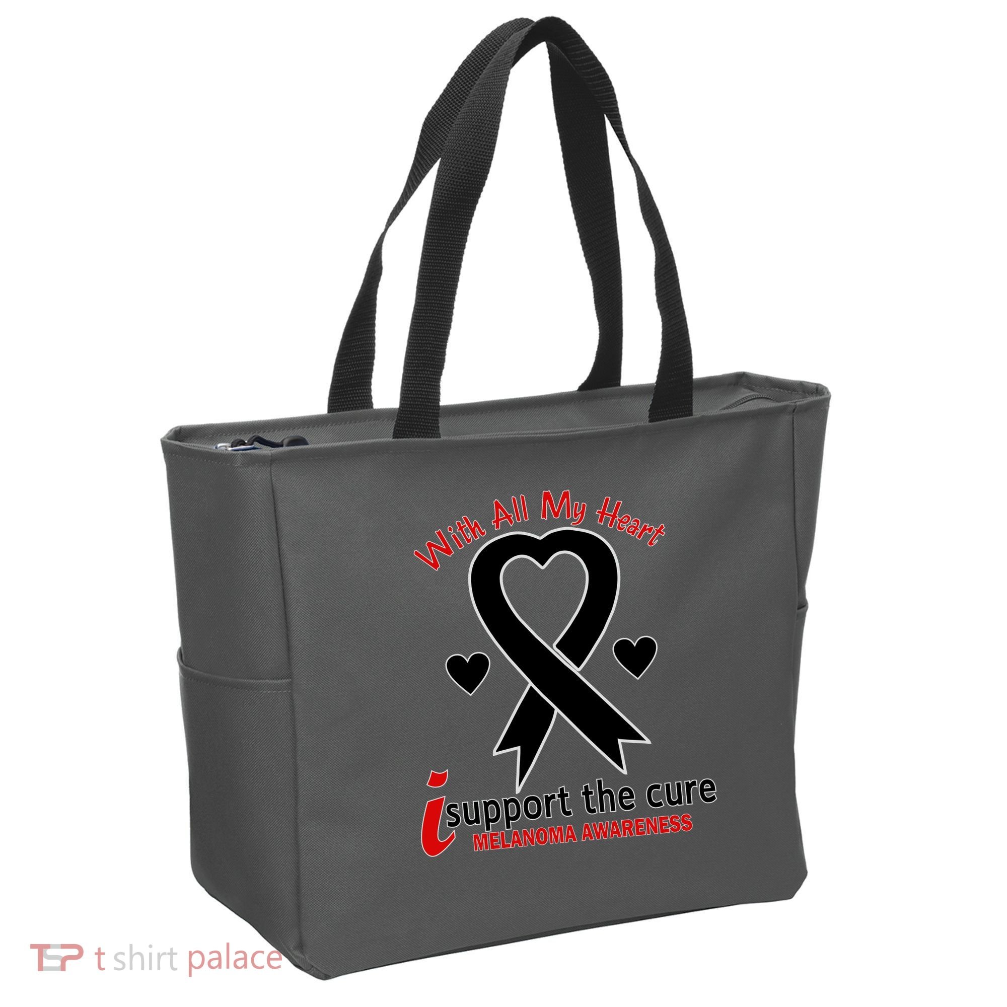 With All My Heart Melanoma Awareness Tote Bag
