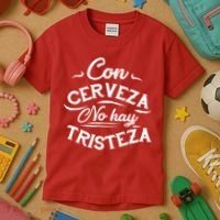 With Beer There Is No Sadness Con Cerveza No Hay Tristeza Kids T-Shirt thumb 3