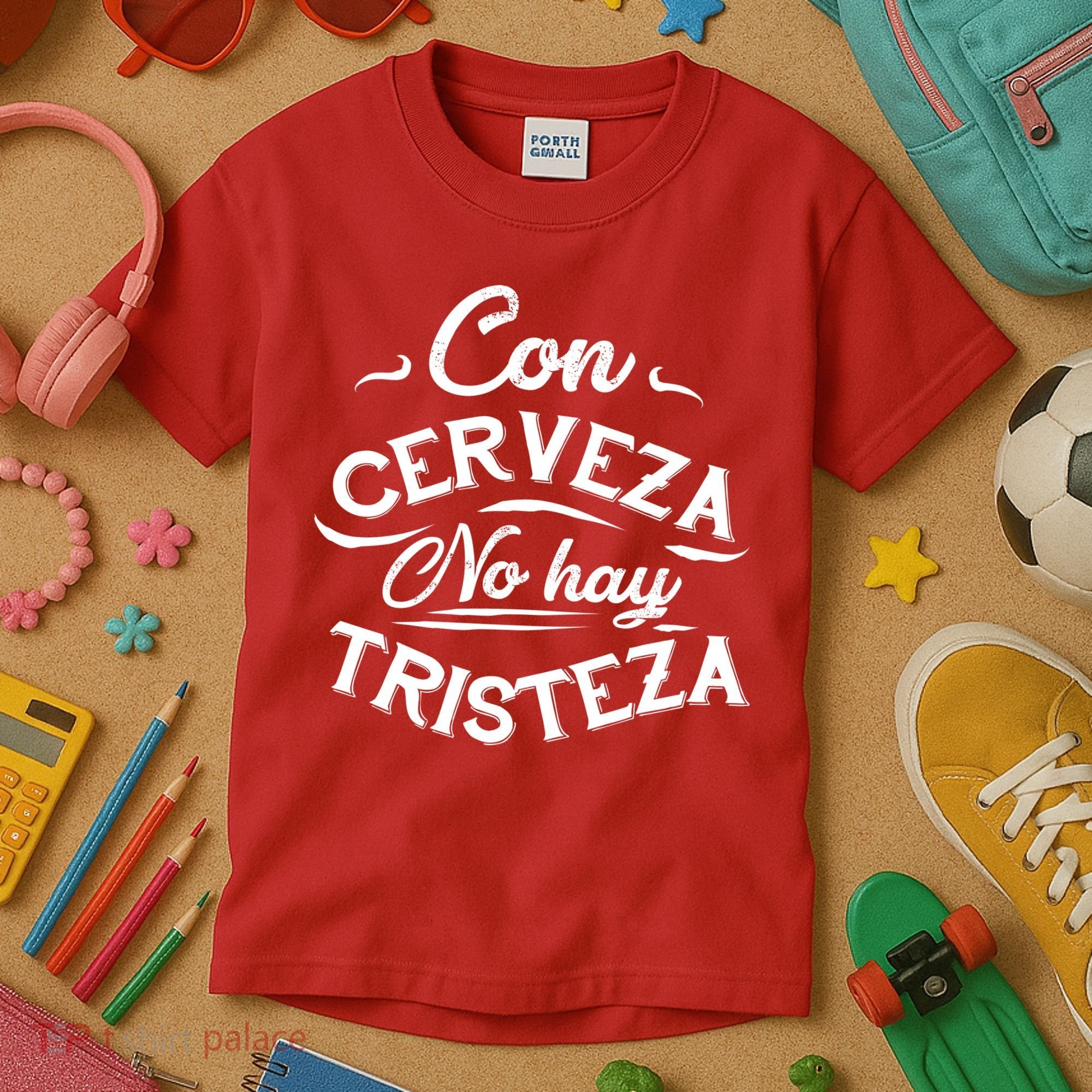 With Beer There Is No Sadness Con Cerveza No Hay Tristeza Kids T-Shirt