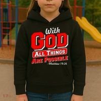 With God All Things Are Possible - Matthew 19:26 Kids Hoodie thumb 3