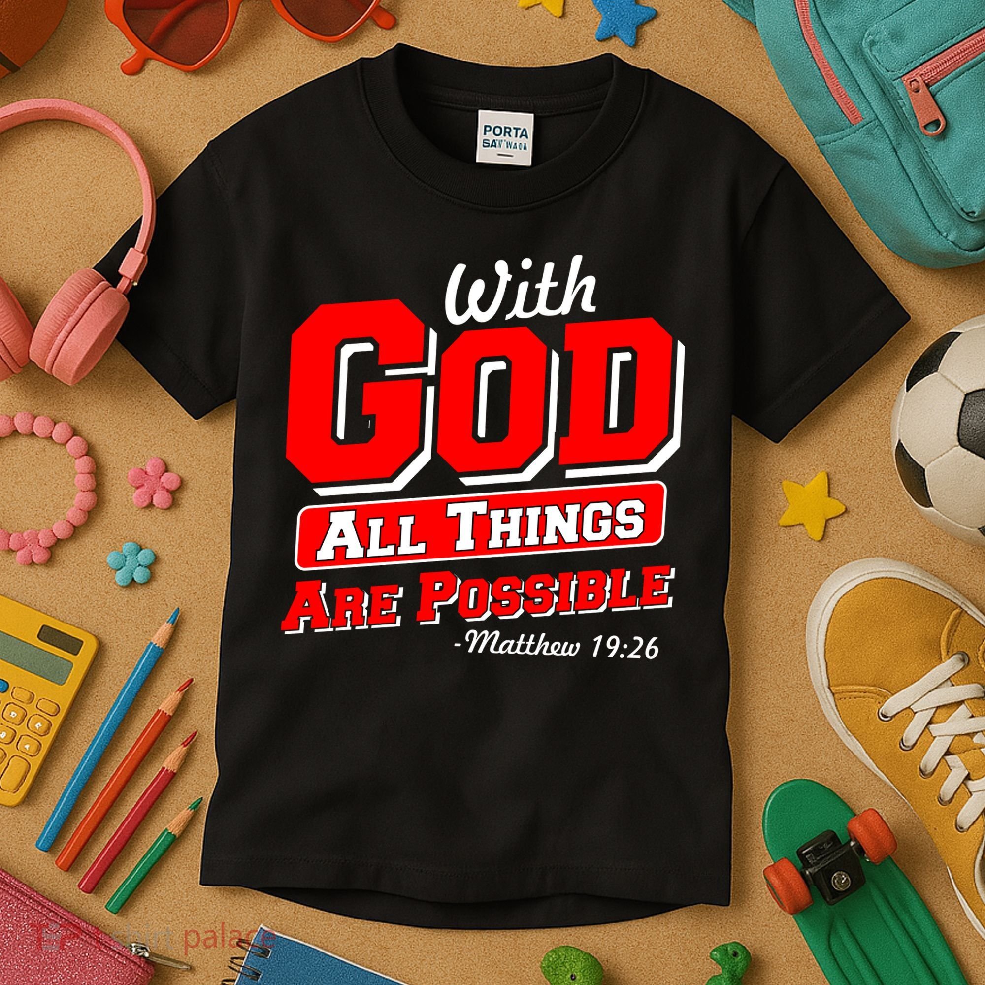With God All Things Are Possible - Matthew 19:26 Kids T-Shirt