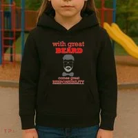 With Great Beard Comes Great Responsibility Kids Hoodie thumb 3