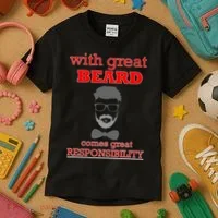 With Great Beard Comes Great Responsibility Kids T-Shirt thumb 3