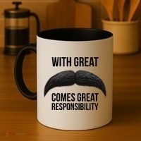 With Great Mustache Comes Great Responsibility  Coffee Mug thumb 4