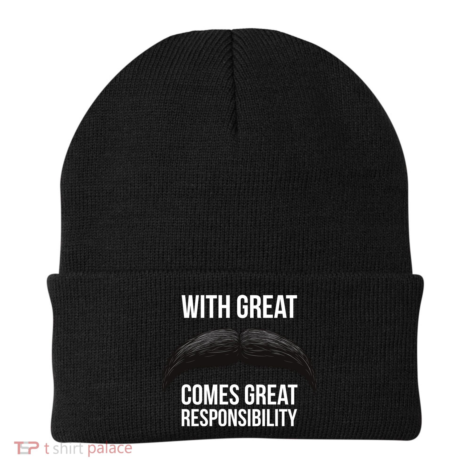 With Great Mustache Comes Great Responsibility  Beanie
