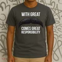 With Great Mustache Comes Great Responsibility  T-Shirt thumb 3