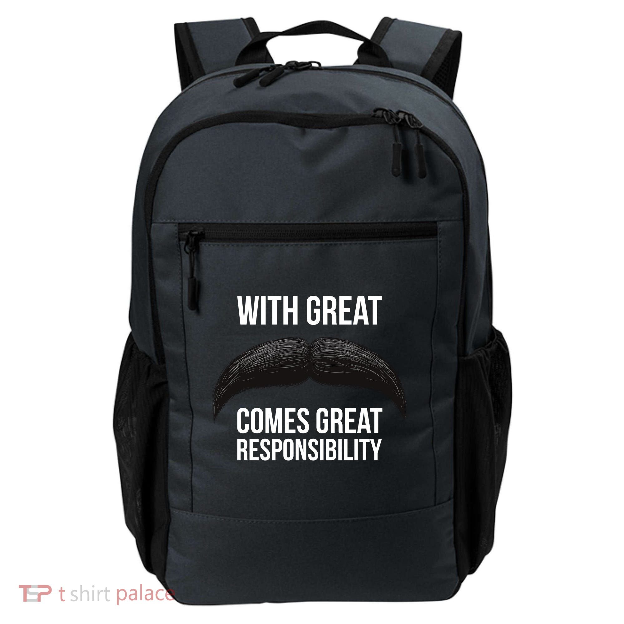 With Great Mustache Comes Great Responsibility  Backpack