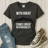 With Great Mustache Comes Great Responsibility  Women's T-Shirt thumb 3