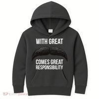 With Great Mustache Comes Great Responsibility  Kids Hoodie thumb 0