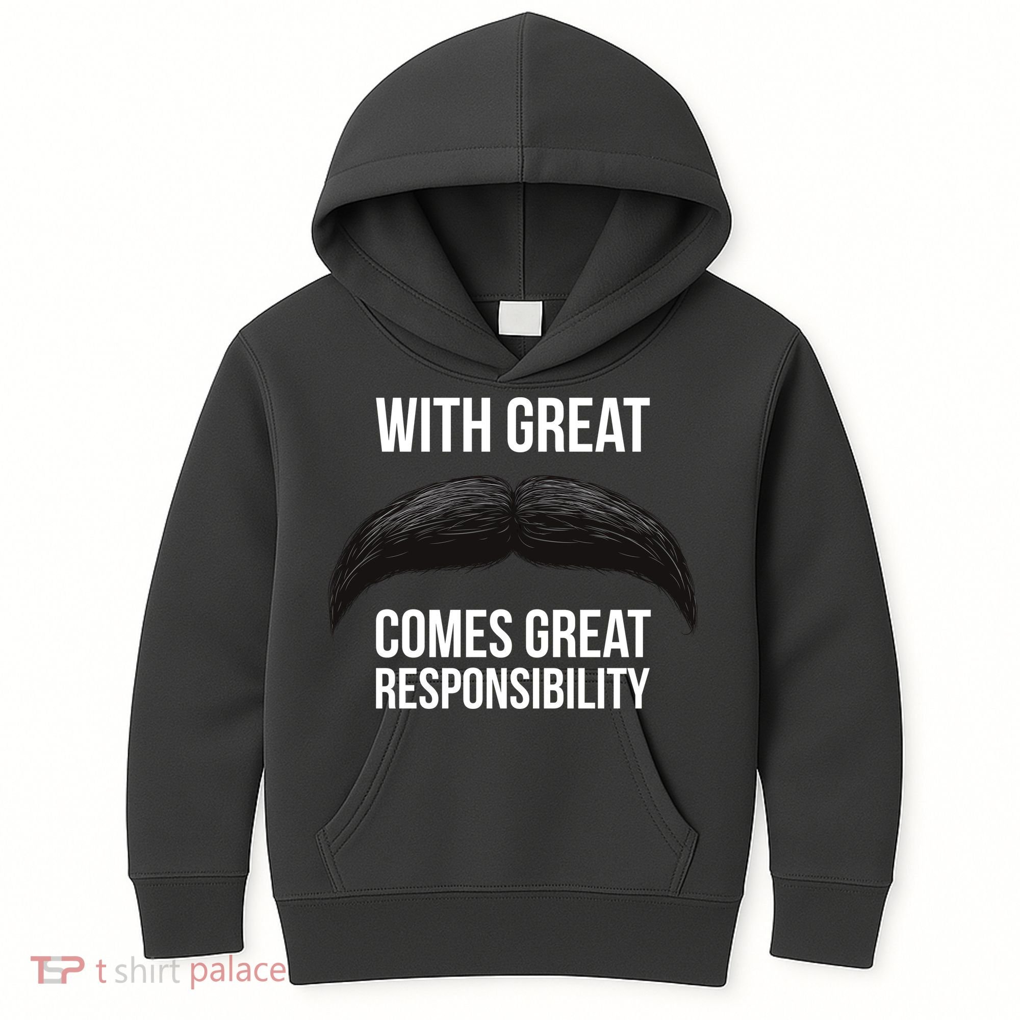 With Great Mustache Comes Great Responsibility  Kids Hoodie