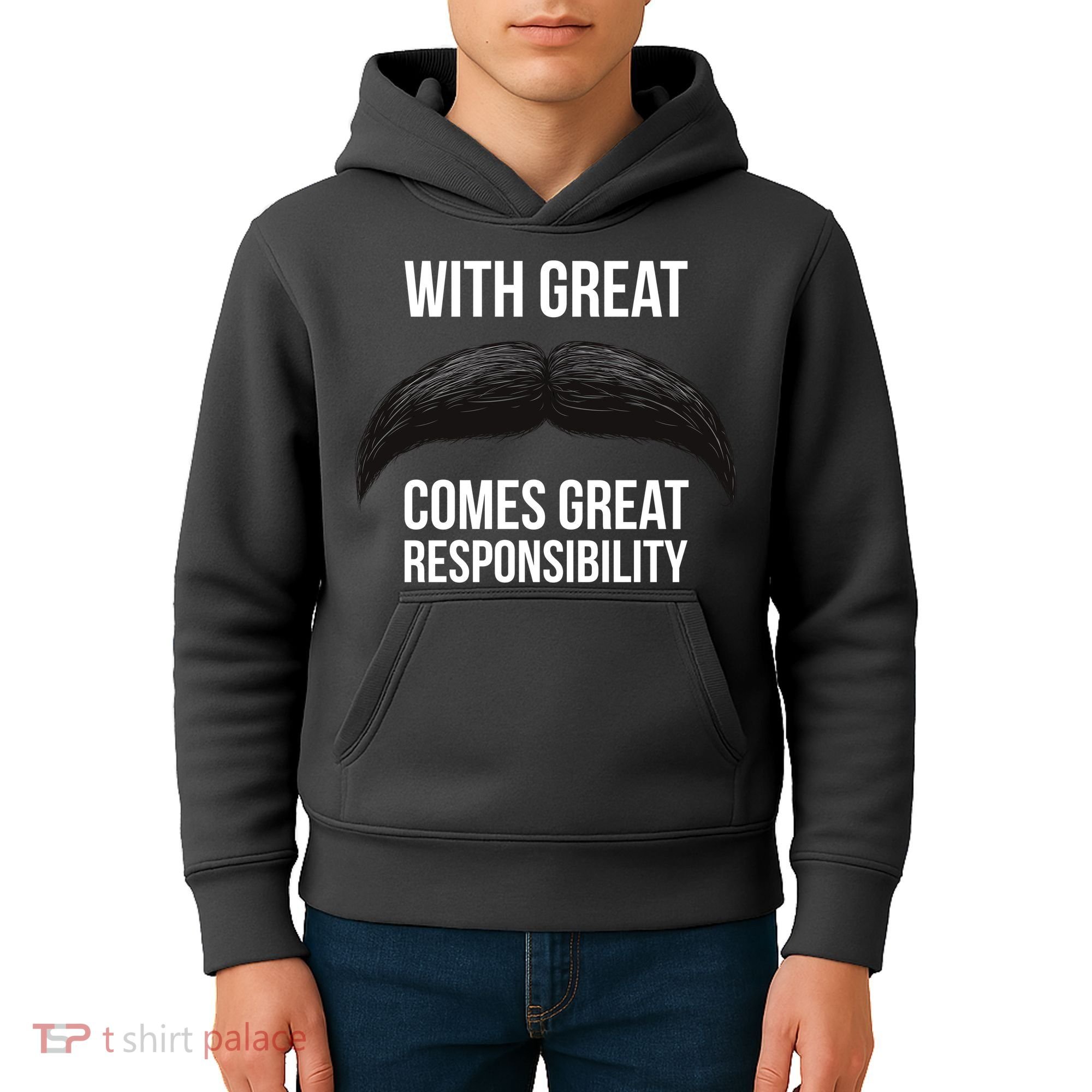 With Great Mustache Comes Great Responsibility  Kids Hoodie