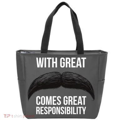 With Great Mustache Comes Great Responsibility Tote Bag