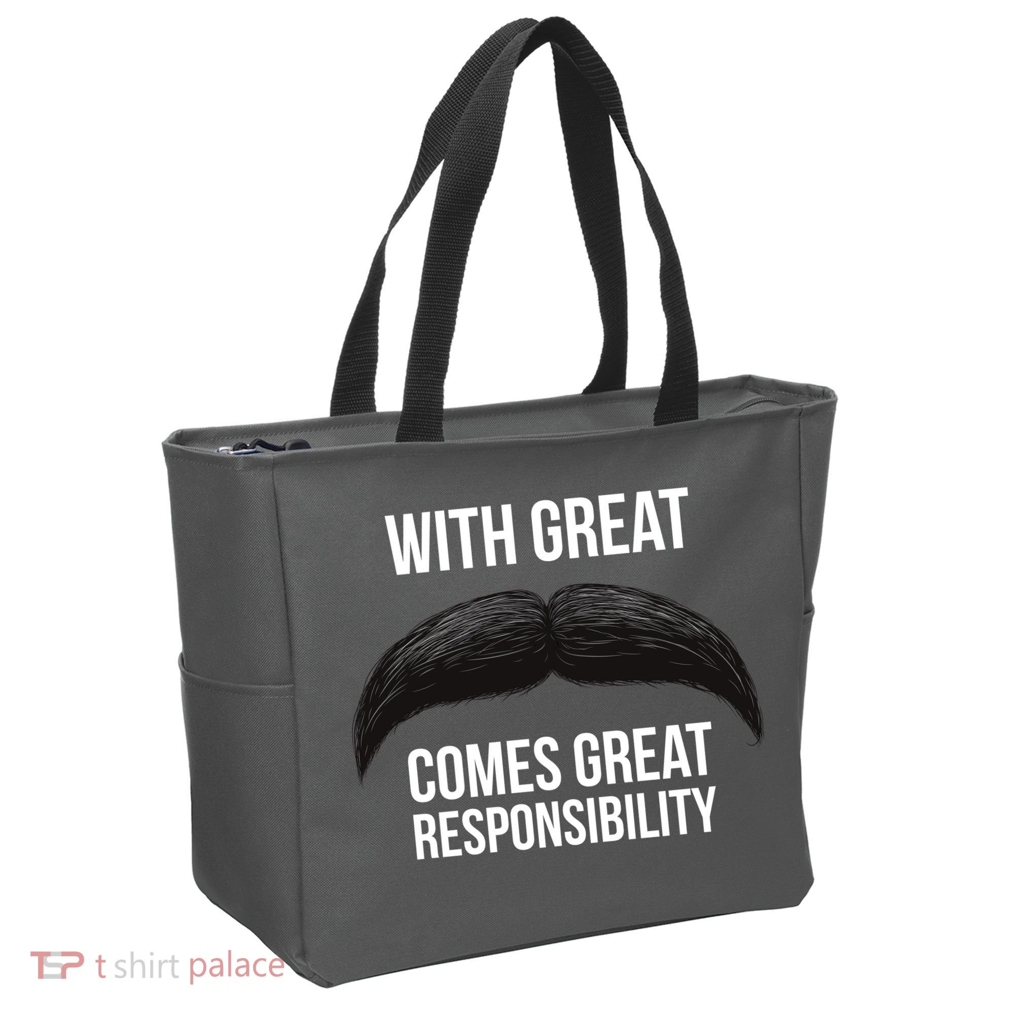 With Great Mustache Comes Great Responsibility  Tote Bag
