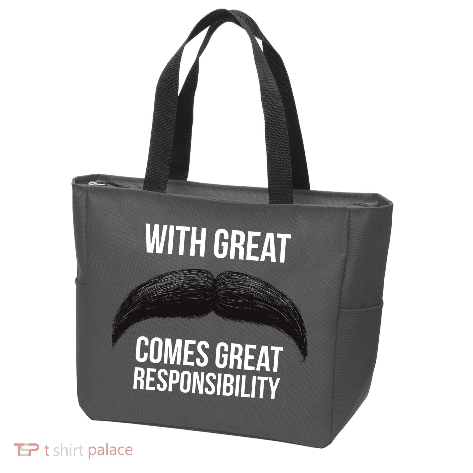 With Great Mustache Comes Great Responsibility  Tote Bag