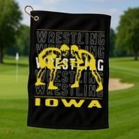Wrestling Iowa Golf Towel thumb 1