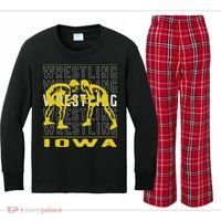Wrestling Iowa Kids Long Sleeve Plaid Pajama Set thumb 0