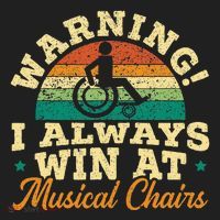 Warning I Win At Musical Chairs Wheelchair Handicap Beanie thumb 2