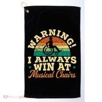 Warning I Win At Musical Chairs Wheelchair Handicap Golf Towel thumb 0
