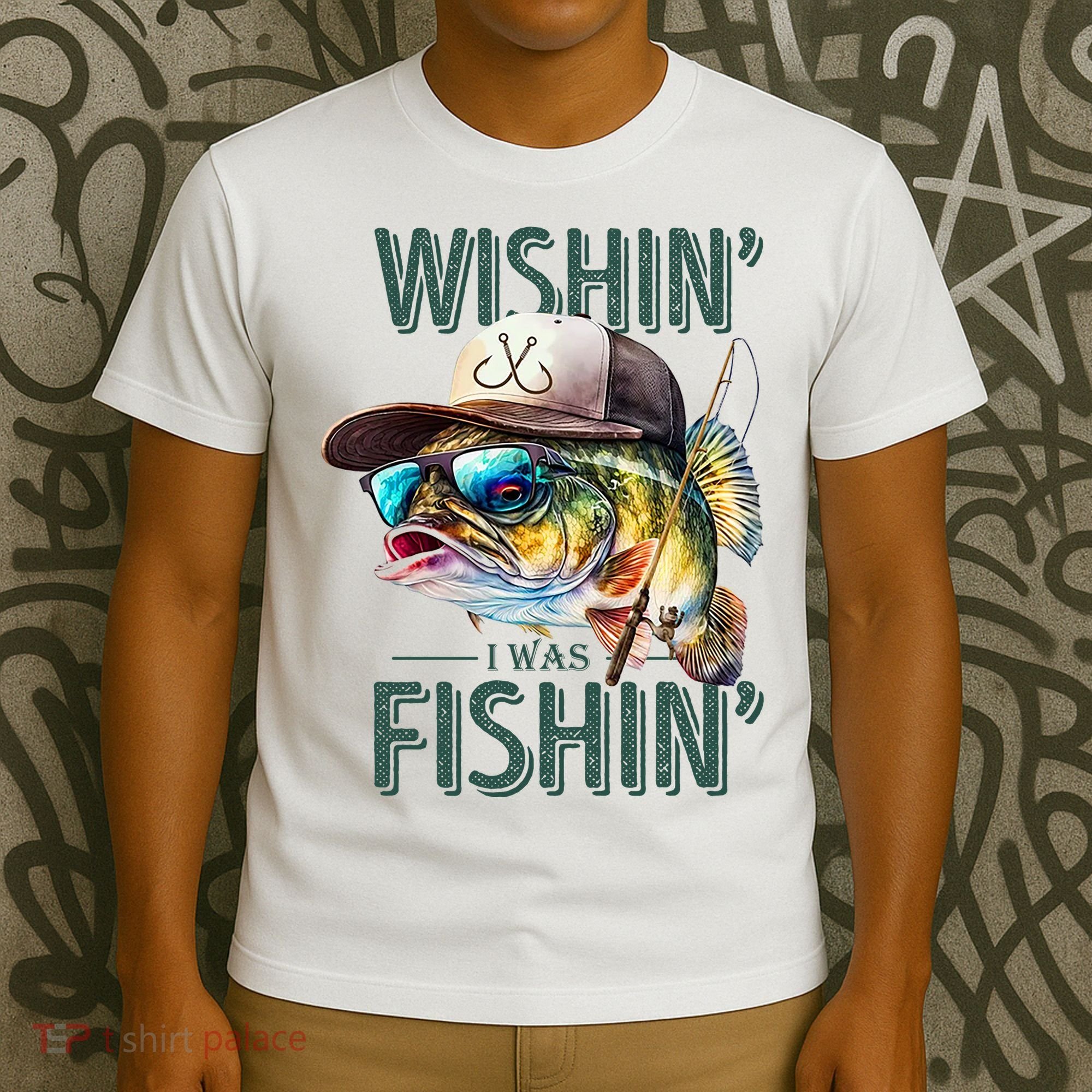 Wishin' I Was Fishin'  – Funny Fishing , Angler Humor Gift For Outdoors Lovers T-Shirt