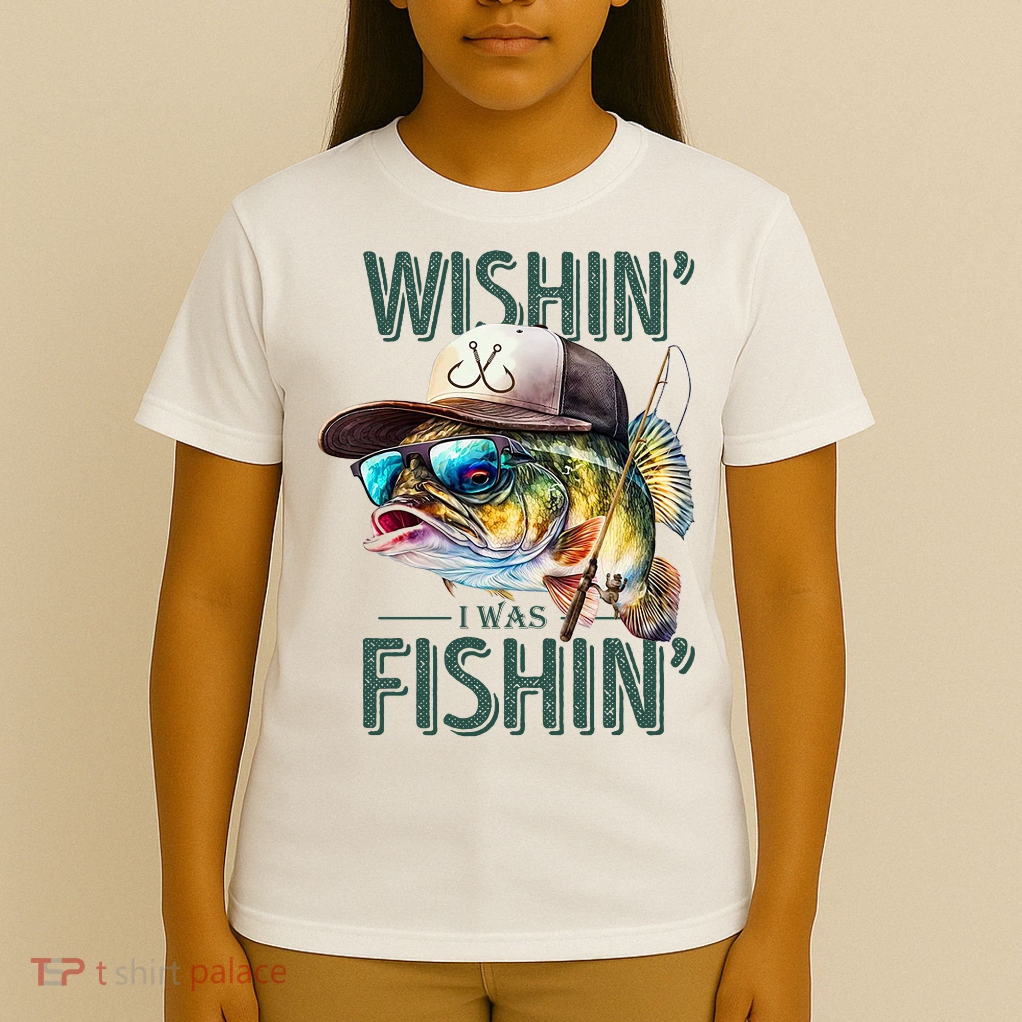 Wishin' I Was Fishin'  – Funny Fishing , Angler Humor Gift For Outdoors Lovers T-Shirt