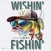 Wishin' I Was Fishin'  – Funny Fishing , Angler Humor Gift For Outdoors Lovers T-Shirt thumb 7