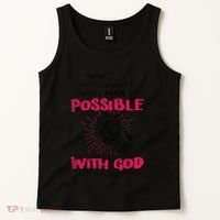 WhatS Impossible With Man Is Possible With God Christian Tank Top thumb 2