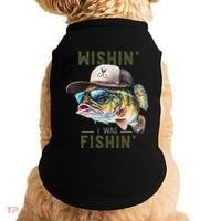 Wishin I Was Fishin Fishing Gift Doggie Tank thumb 0