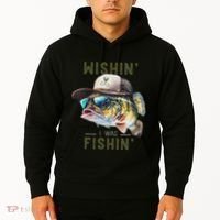 Wishin I Was Fishin Fishing Gift Hoodie thumb 2