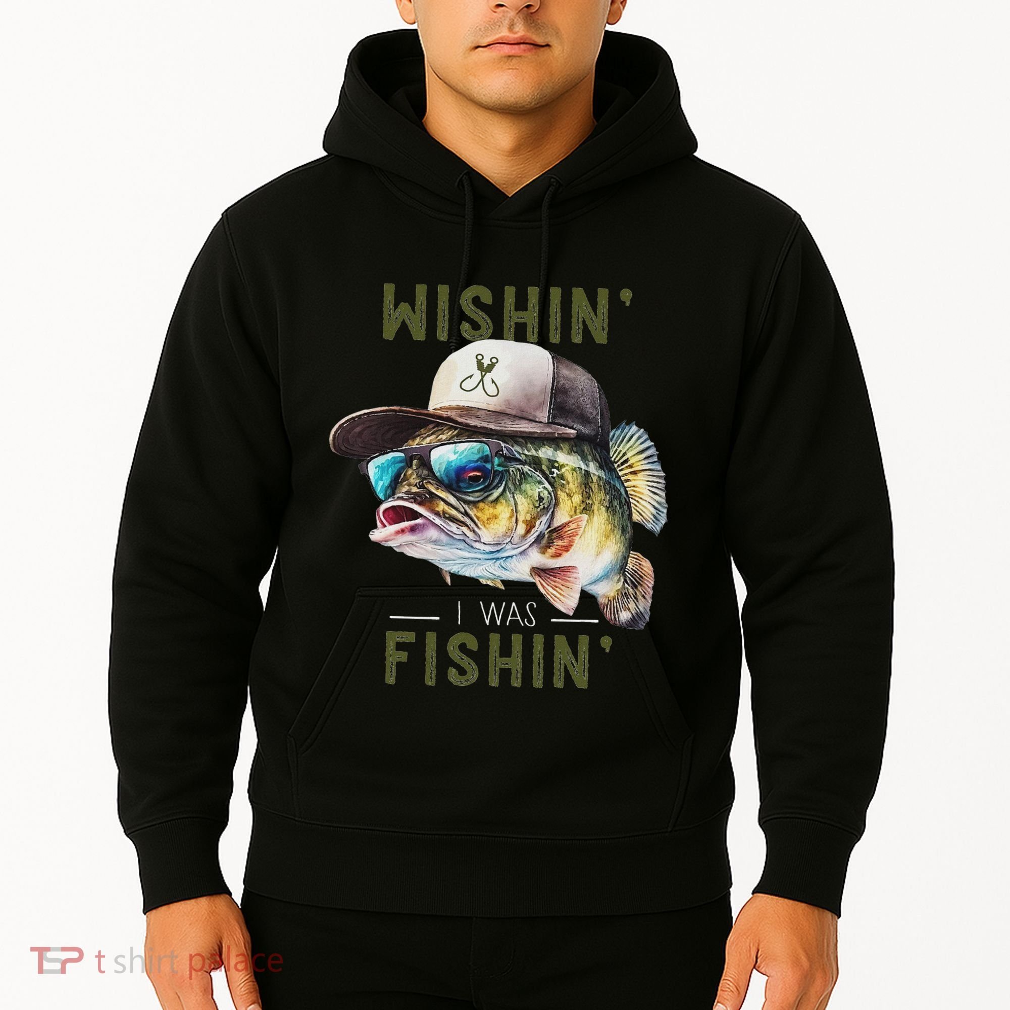 Wishin I Was Fishin Fishing Gift Hoodie