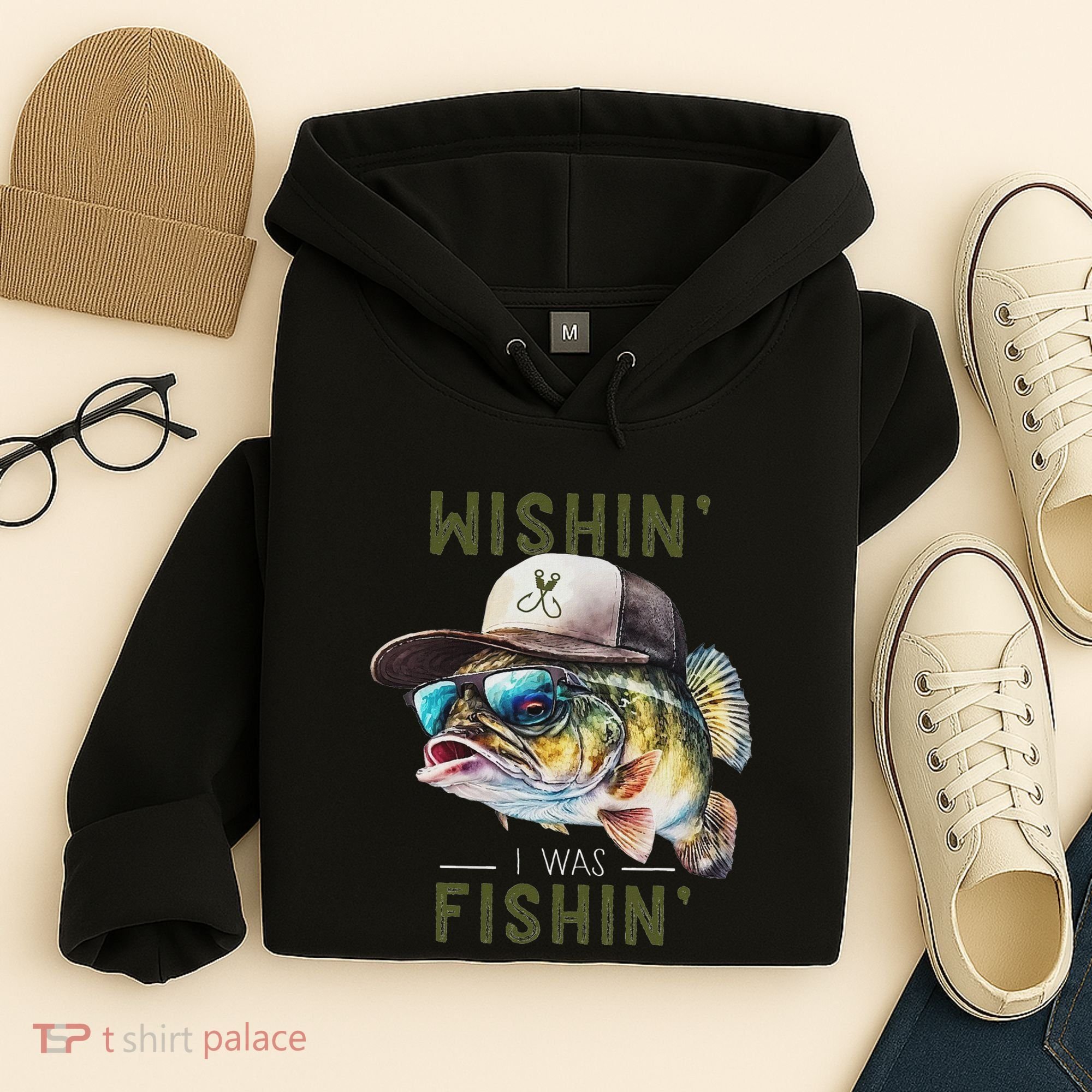 Wishin I Was Fishin Fishing Gift Hoodie