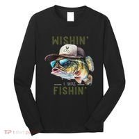 Wishin I Was Fishin Fishing Gift Long Sleeve Shirt thumb 0