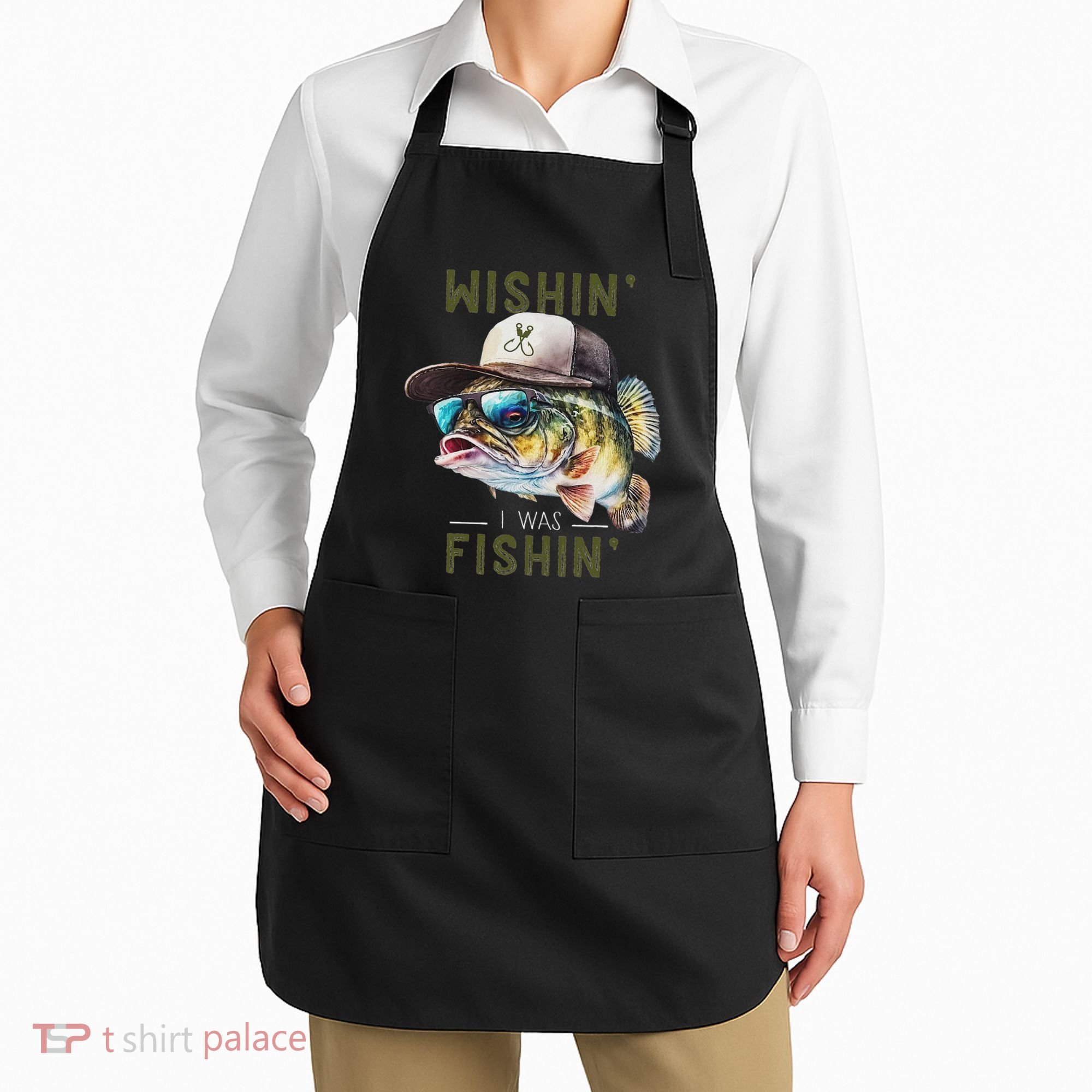 Wishin I Was Fishin Fishing Gift Apron