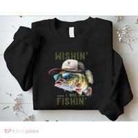 Wishin I Was Fishin Fishing Gift Sweatshirt thumb 2