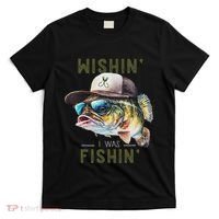 Wishin I Was Fishin Fishing Gift T-Shirt thumb 0