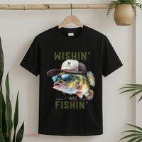 Wishin I Was Fishin Fishing Gift T-Shirt thumb 2