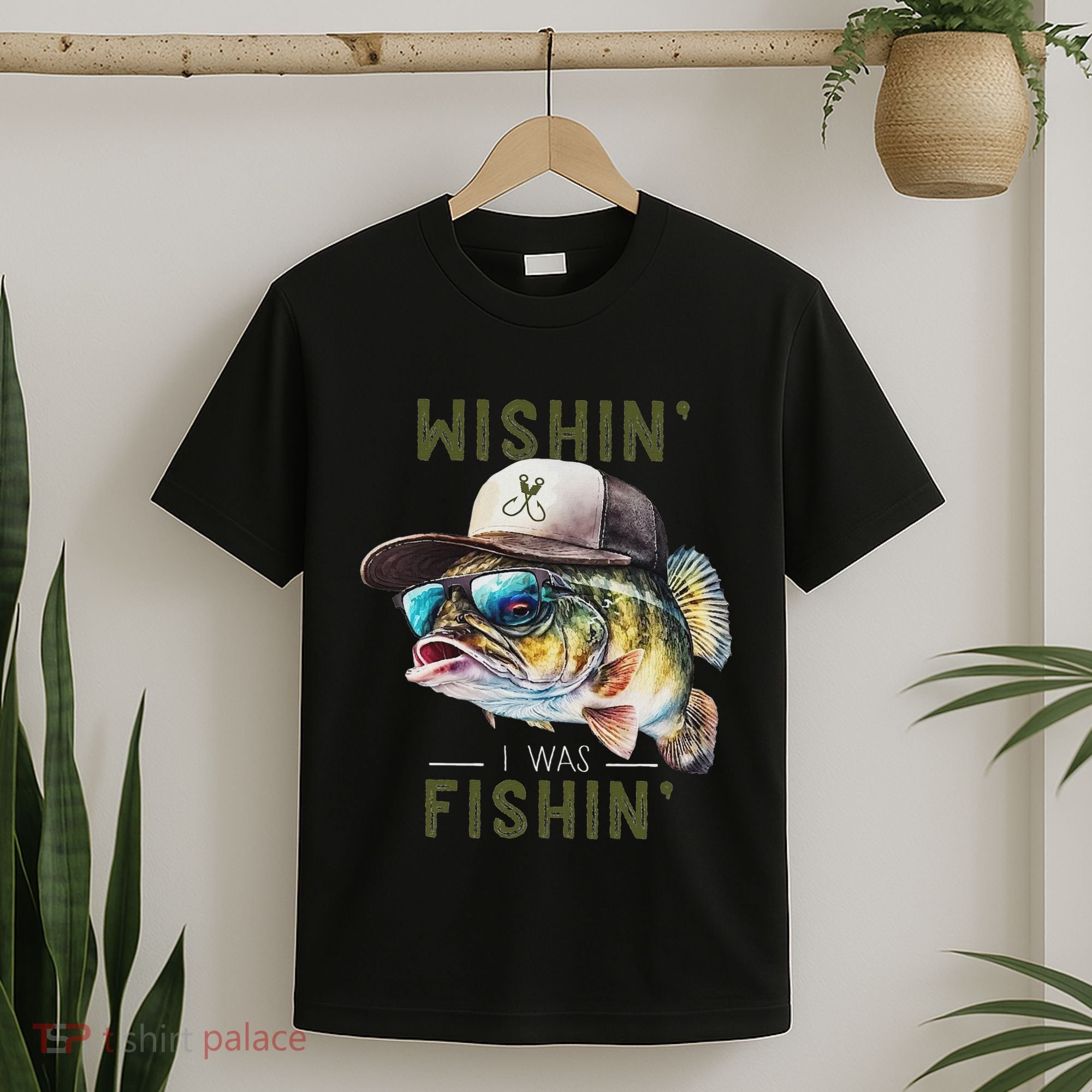 Wishin I Was Fishin Fishing Gift T-Shirt