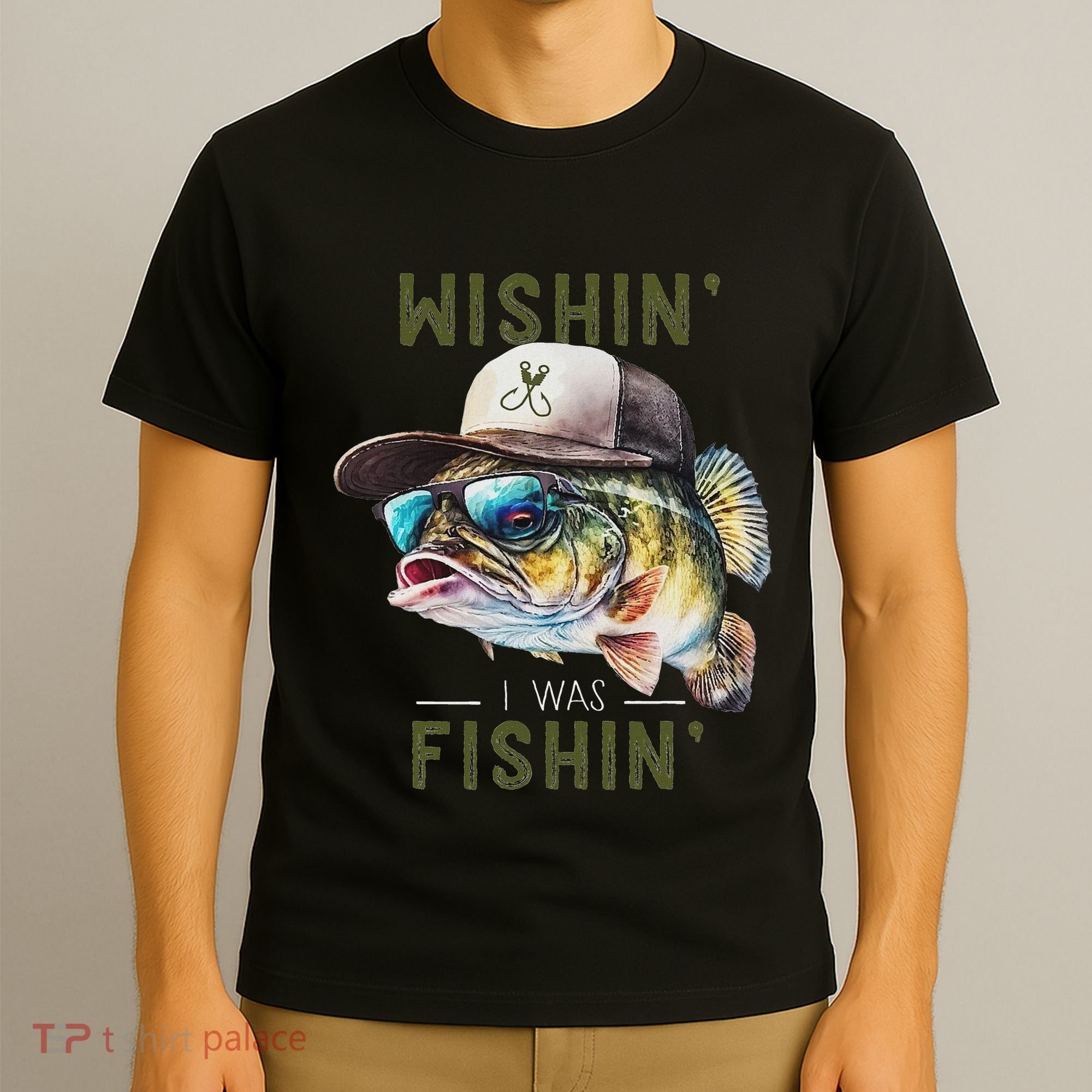 Wishin I Was Fishin Fishing Gift T-Shirt