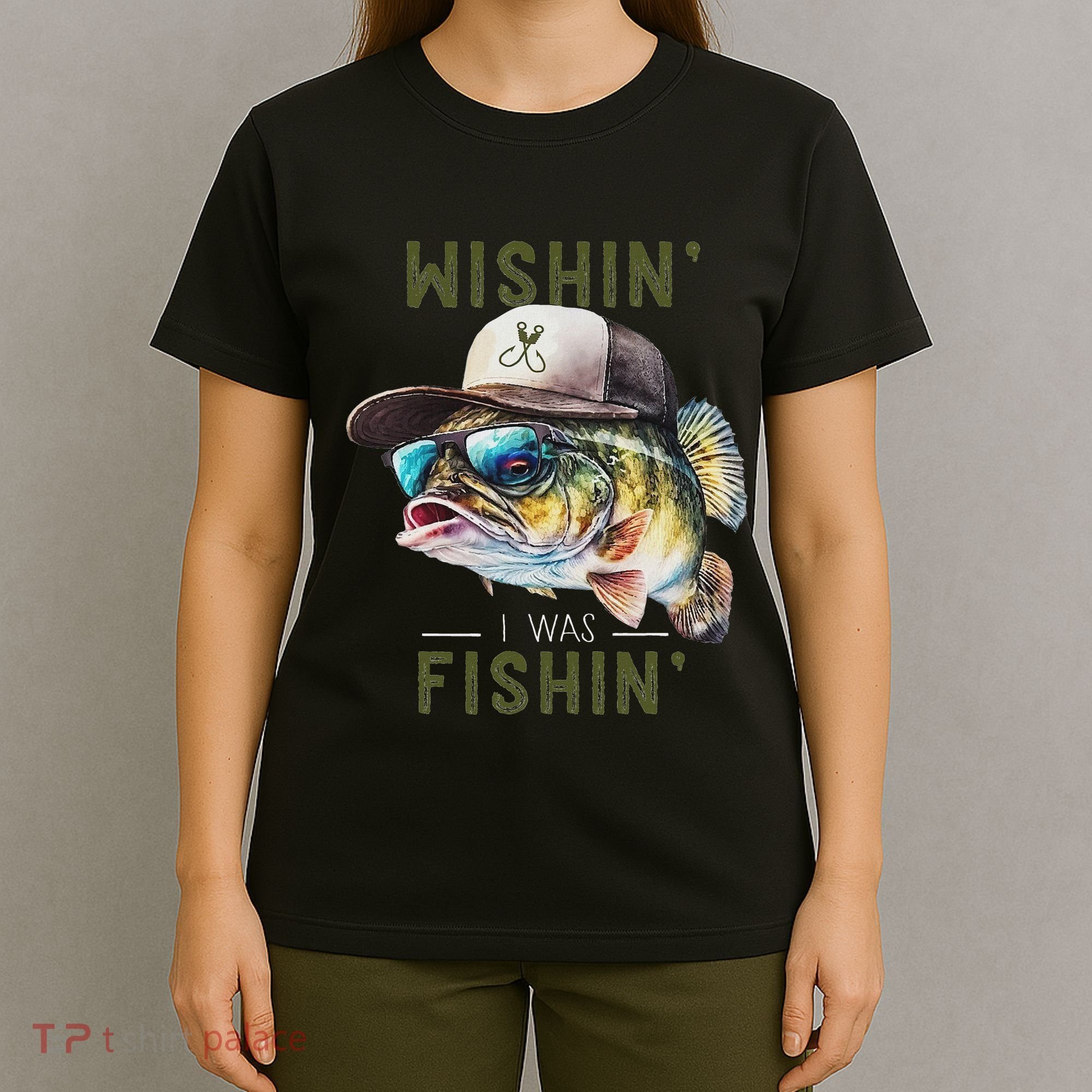 Wishin I Was Fishin Fishing Gift T-Shirt