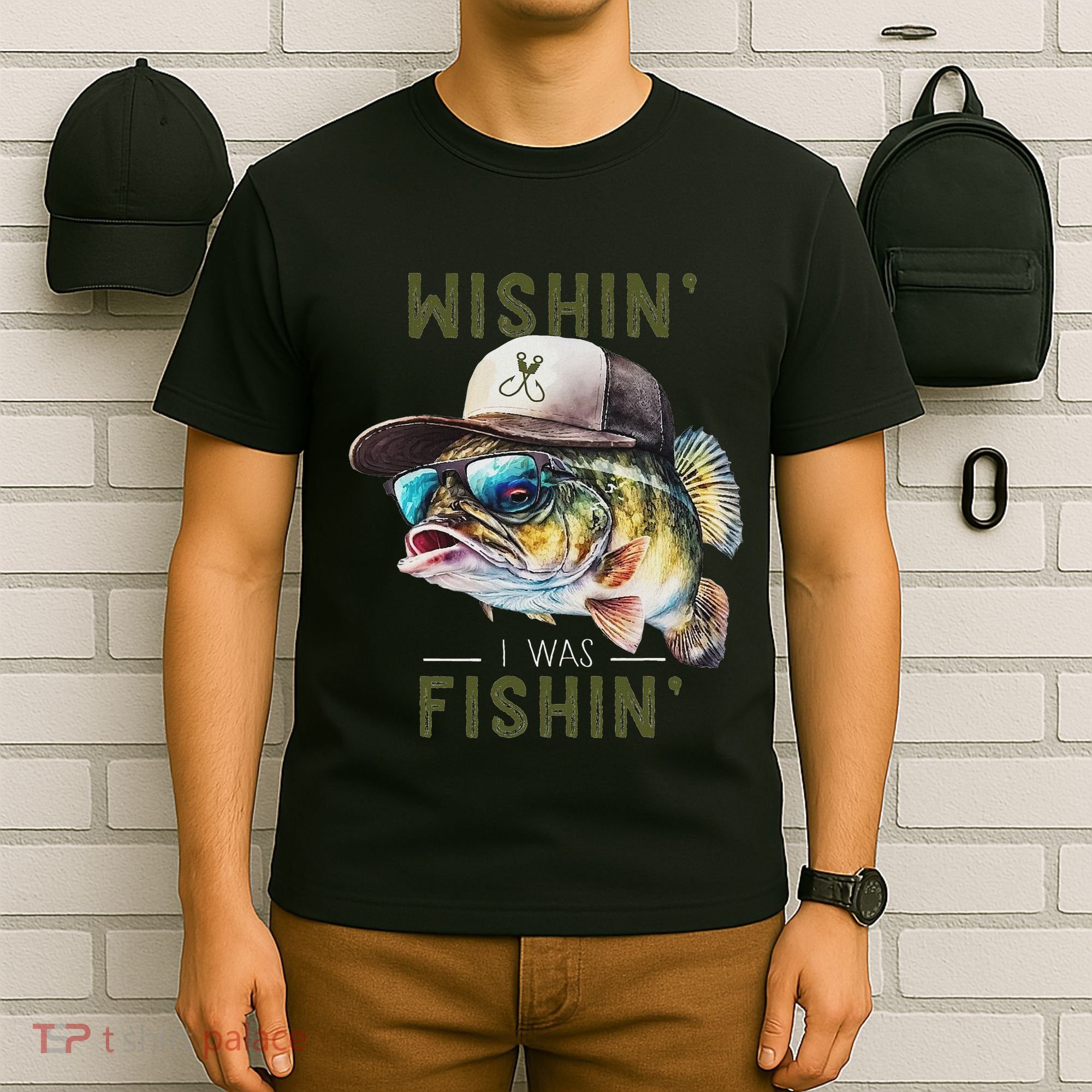 Wishin I Was Fishin Fishing Gift T-Shirt