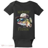 Wishin I Was Fishin Fishing Gift Baby Bodysuit thumb 0