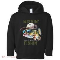 Wishin I Was Fishin Fishing Gift Toddler Hoodie thumb 0
