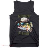 Wishin I Was Fishin Fishing Gift Tank Top thumb 0