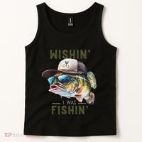 Wishin I Was Fishin Fishing Gift Tank Top thumb 2