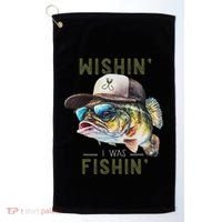 Wishin I Was Fishin Fishing Gift Golf Towel thumb 0